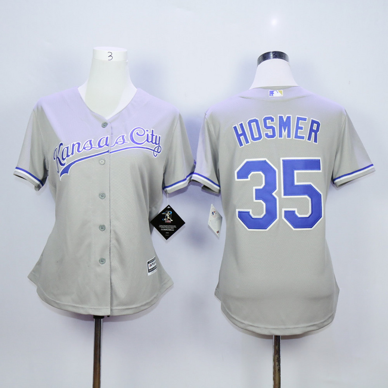 Women Kansas City Royals 35 Hosmer Grey MLB Jerseys
